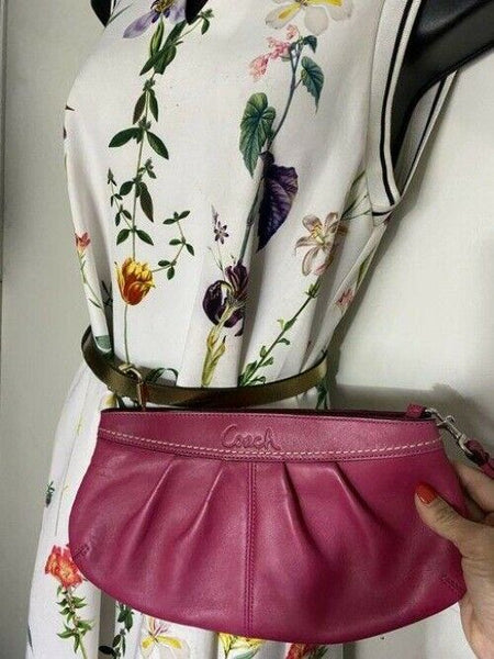 coach purple leather mini purse cosmetic bag