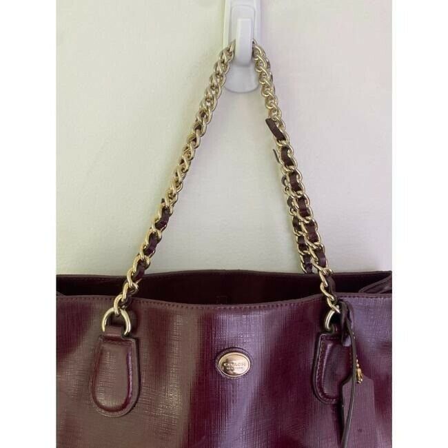 COACH XL Burgundy Leather Shopping Tote Bag