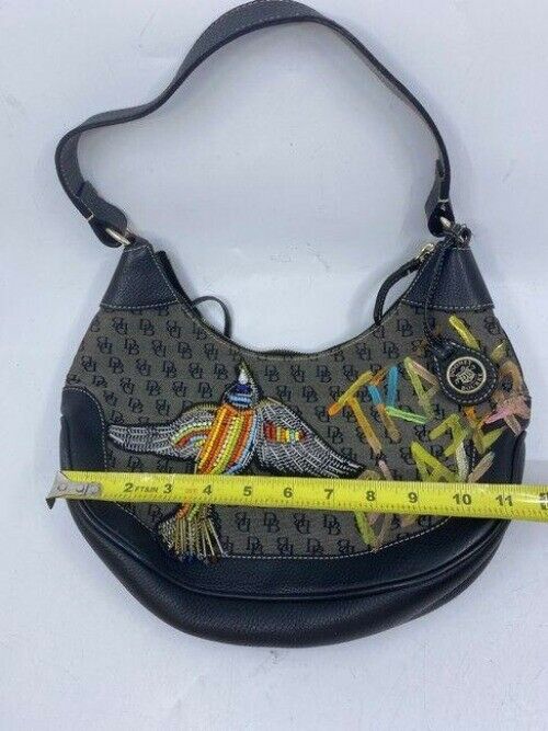 Dooney and Bourke w hand customized by me w applique black gray hobo bag