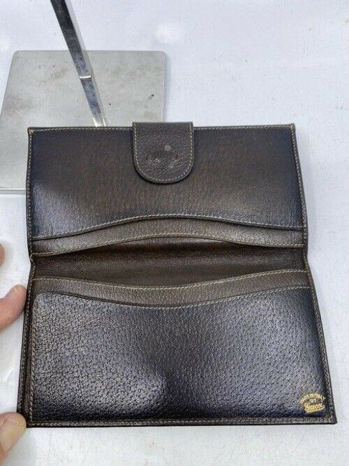 Gucci Brown Long Vintage Canvas Wallet