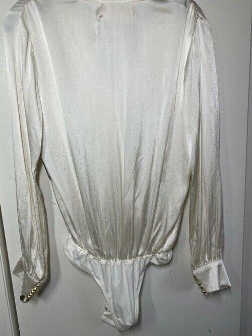 nicole miller white new ls body suit msrp