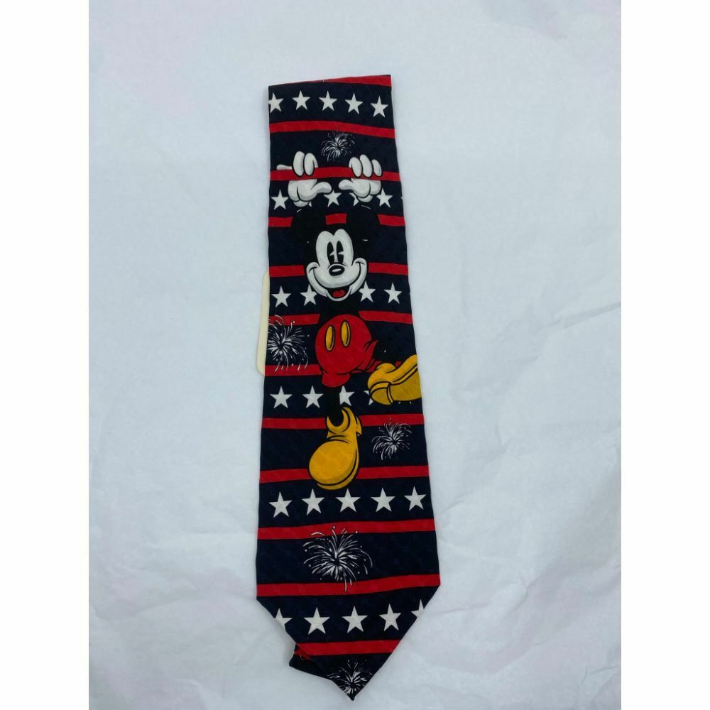 MICKEY MOUSE Disney Neck Tie Black Red White Hand Made 100% Silk