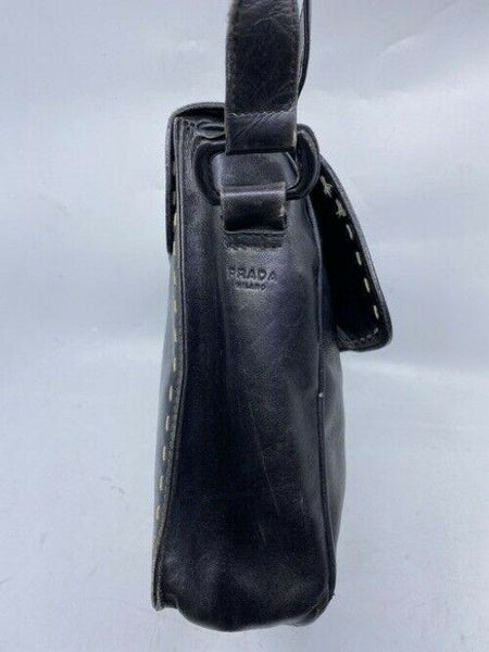 prada vintage black leather cross body bag
