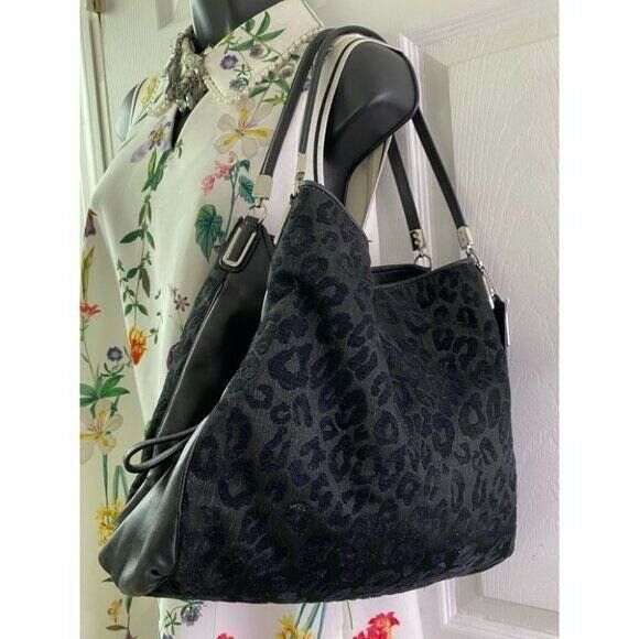 COACH Large Black Jacquard Fabric Tote Bag