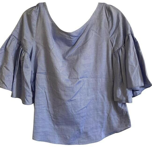 milly blue new women s bell sleeve woven msrp blouse