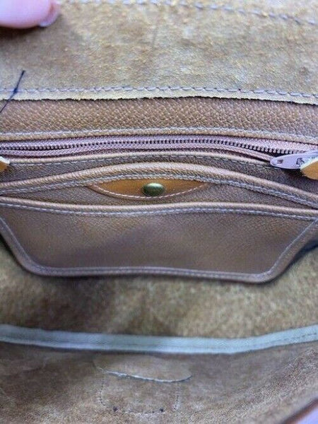 Dooney and Bourke ostritch flap brown leather cross body bag