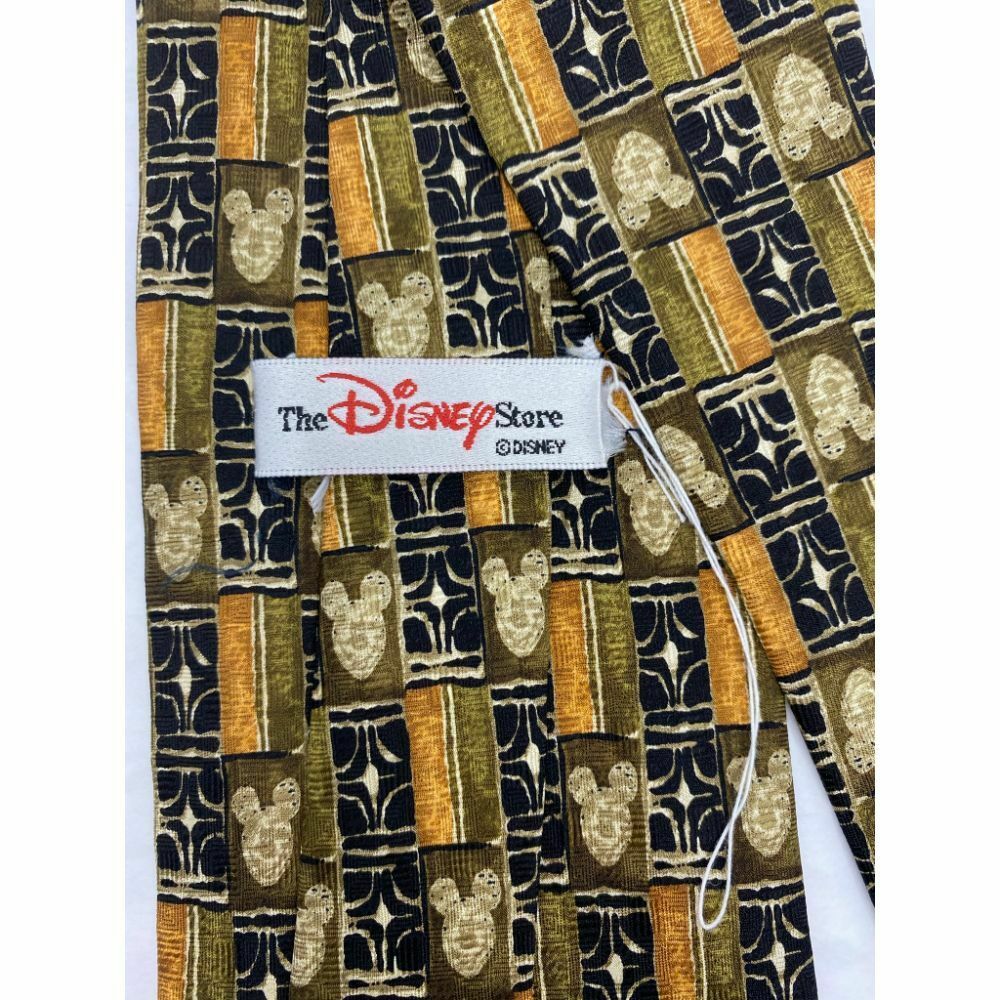 MICKEY MOUSE Disney Neck Tie Black Green Orange Hand Made 100% Silk