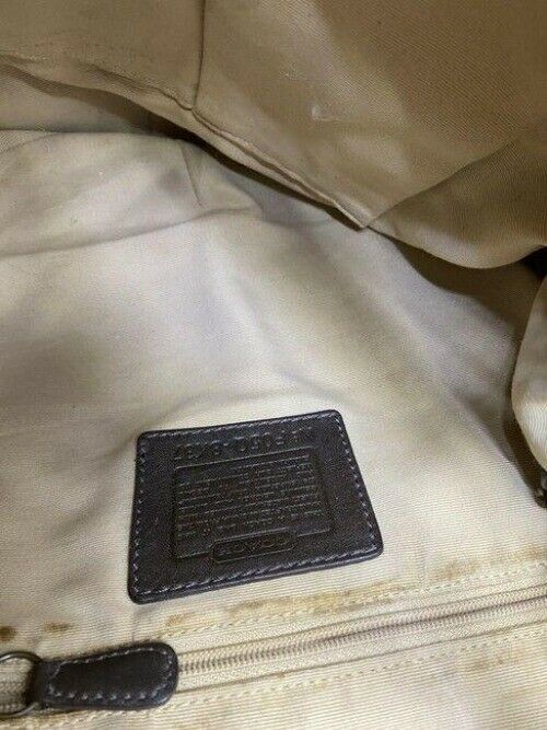 coach mini bag brown beige fabric tote