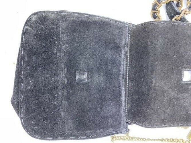 Prada black suede leather cross body bag