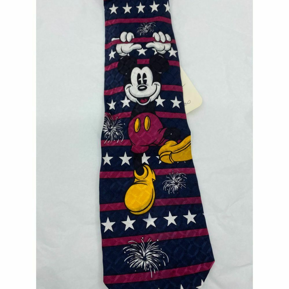 MICKEY MOUSE Disney Neck Tie Blue Purple White Hand Made 100% Silk