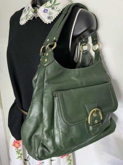 coach vintage dark green leather shoulder bag