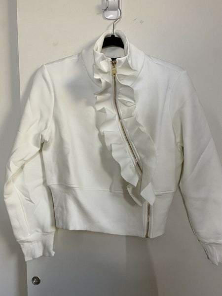 NWT! GRACIA White Zip Ruffled Light jacket S/M/L