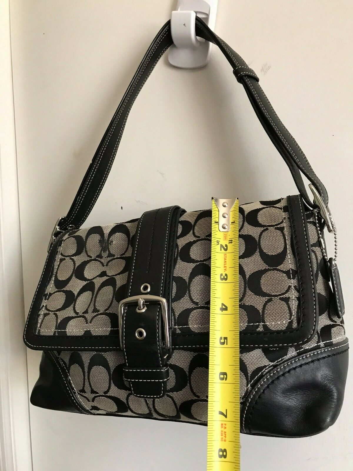 Coach Black Fabric Signature hand bag
