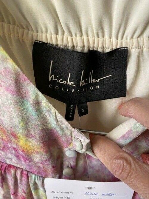 nicole miller pink blue green msrp long casual maxi dress