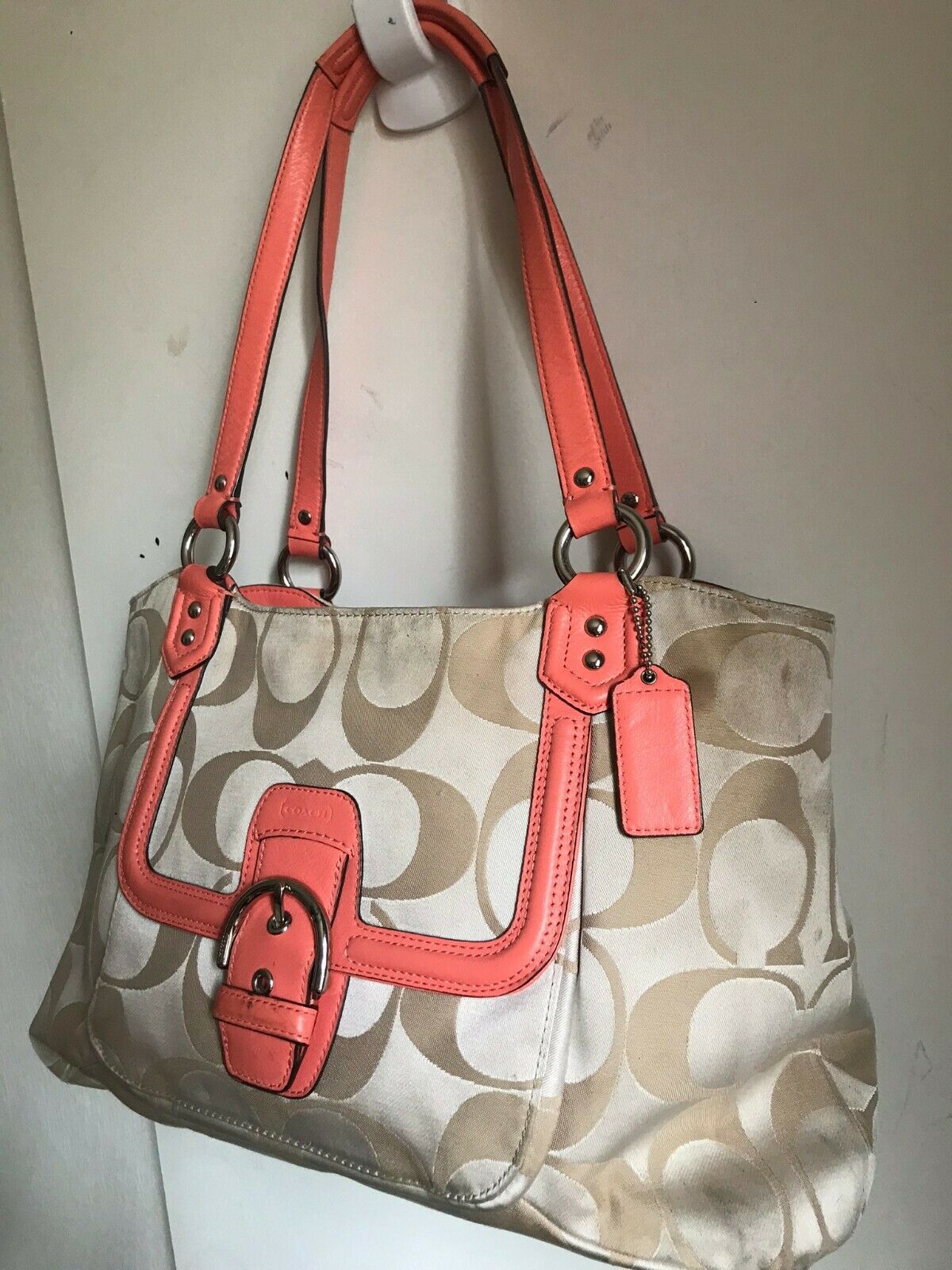 Coach Beige Interwoven Jacquard Bag