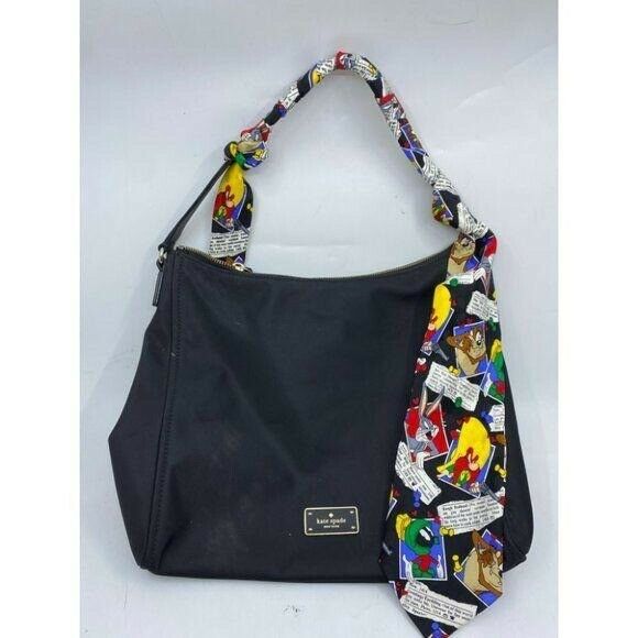 KATE Spade Black Nylon Tote W/ Looney Tunes Tie