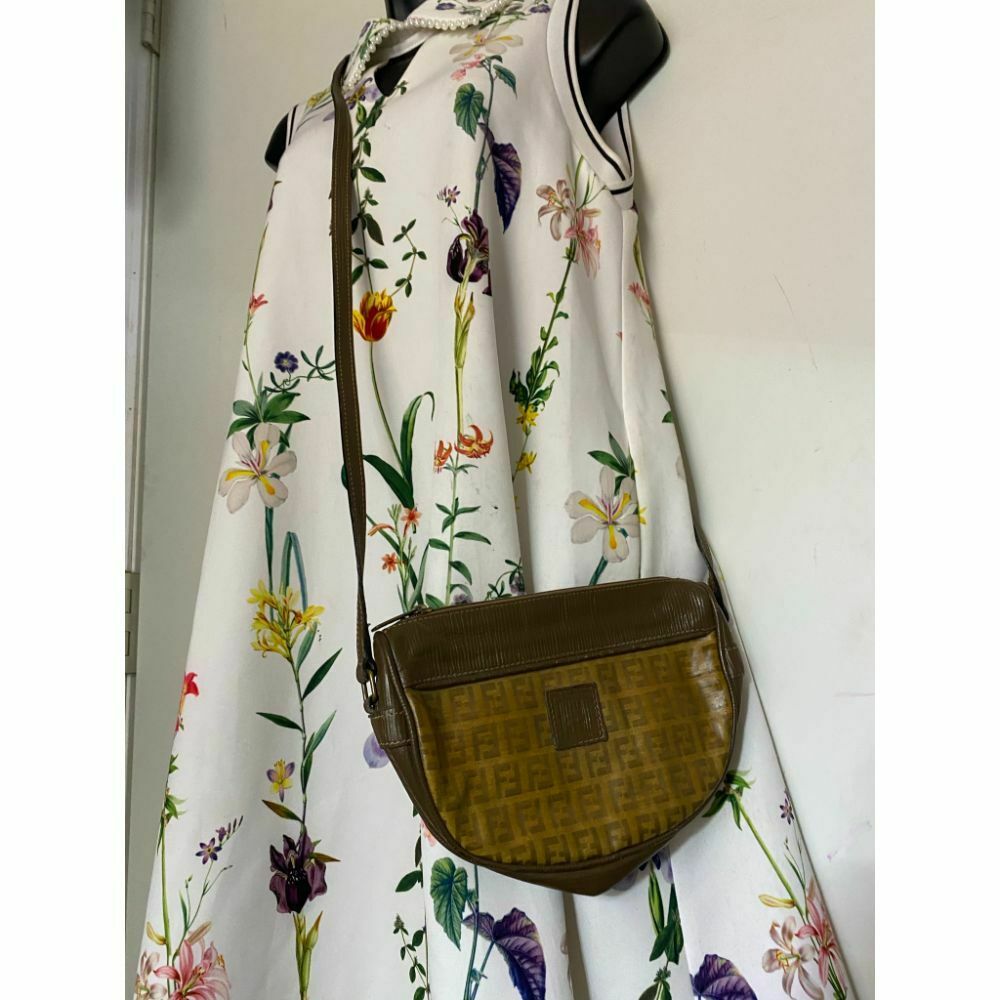 Fendi Brown Vintage All Over Logo Crossbody Bag