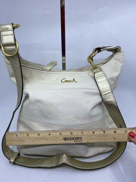 coach white gold leather cross body bag