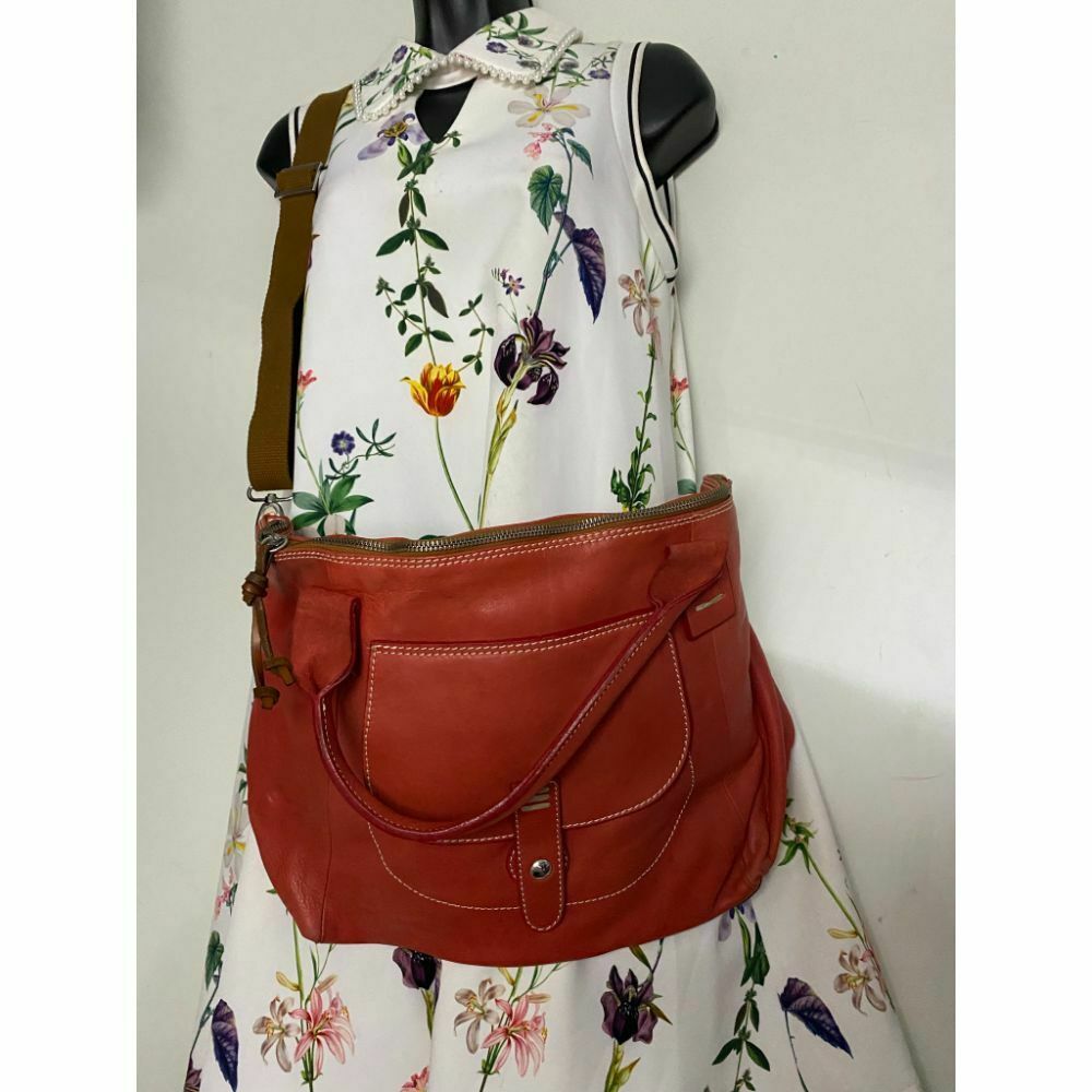 Sofia C. Orange Leather Shoulder Crossbody Bag