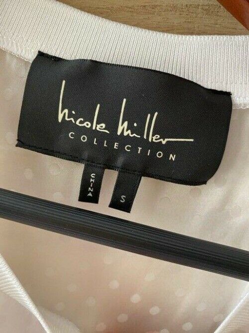 Nicole Miller white polka dot msrp small tank topcami
