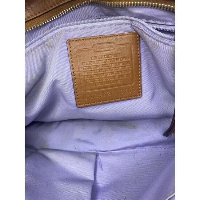 COACH Large White Brown Leather Shoulder Bag