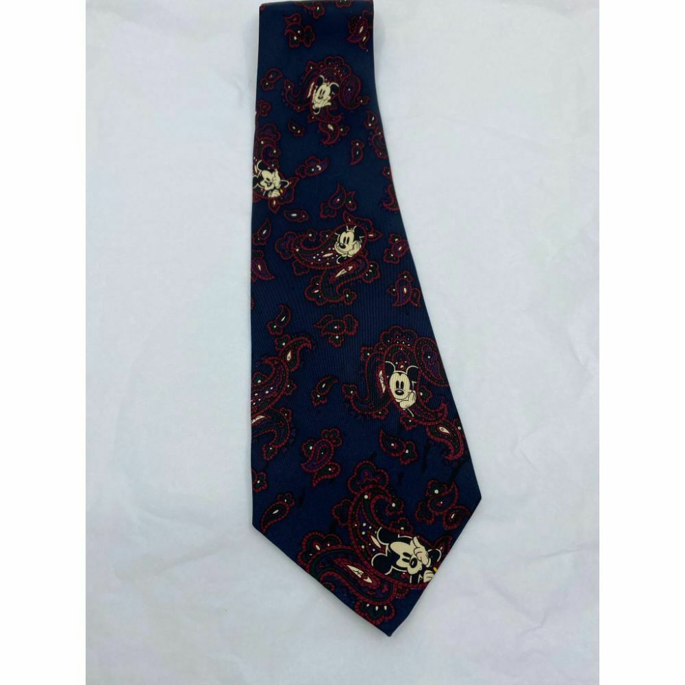 New! MICKEY MOUSE Disney Neck Tie Blue Black Red 100% Silk Handmade