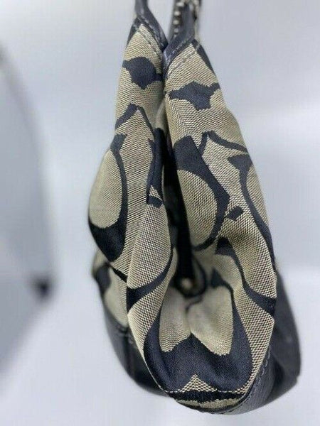 Coach Shoulder Bag Medium Msrp Beige Black Jacquard Fabric Tote