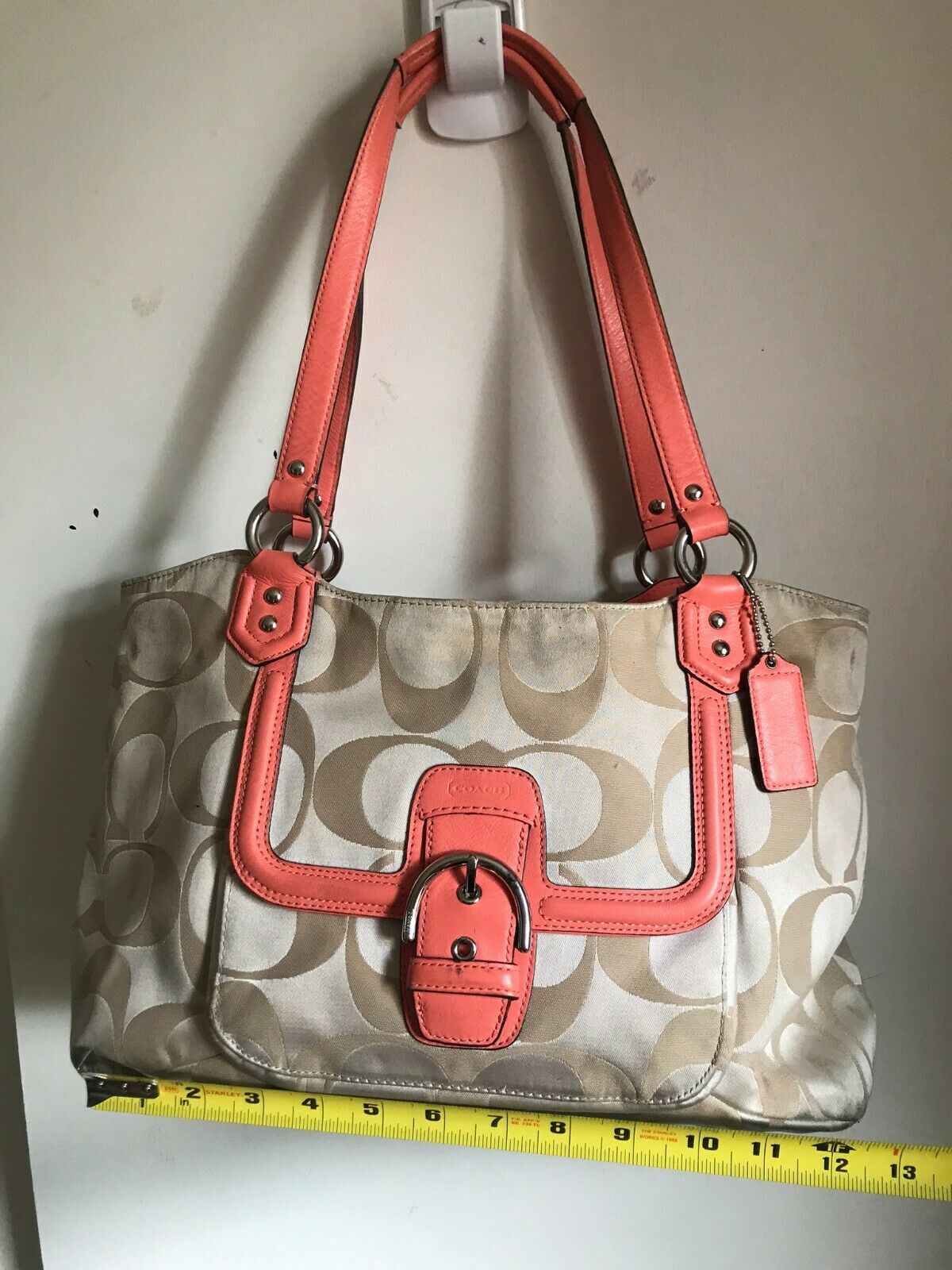 Coach Beige Interwoven Jacquard Bag