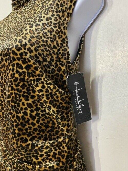nicole miller brown yellow new animal print velvet msrp