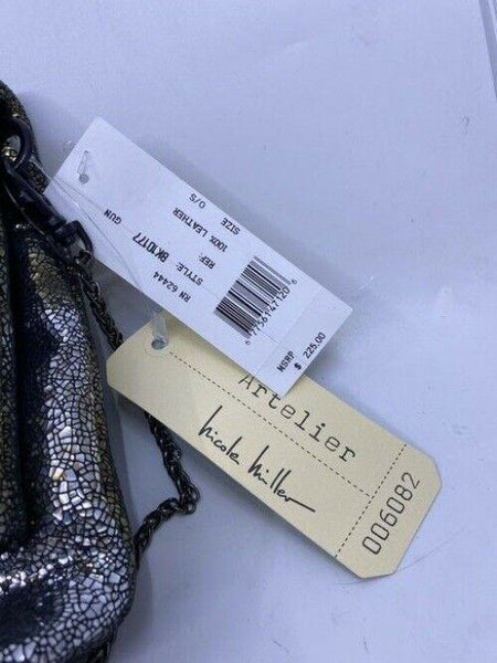 Nicole Miller Msrp Black Gold Leather Cross Body Bag