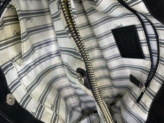 coach large black leather shoulder bag