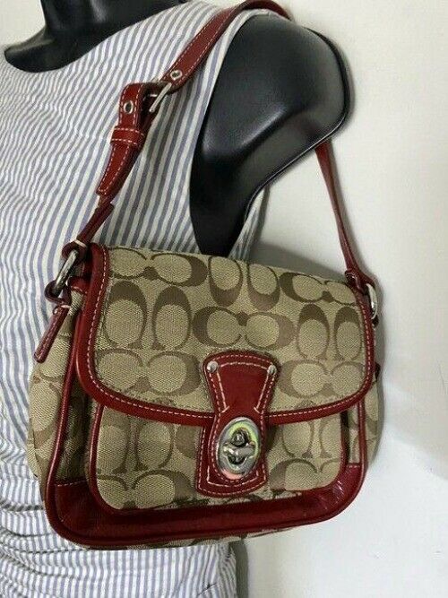 Coach Small Red Tan Hobo Bag