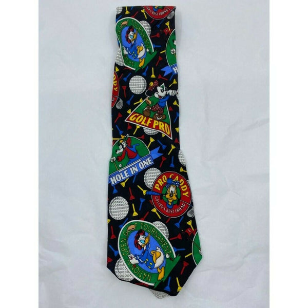 MICKEY MOUSE Disney Neck Tie Black Green Red Hand Made 100% Silk