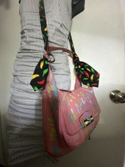 Coach w hand customized by me w applique street art coral hobo bag