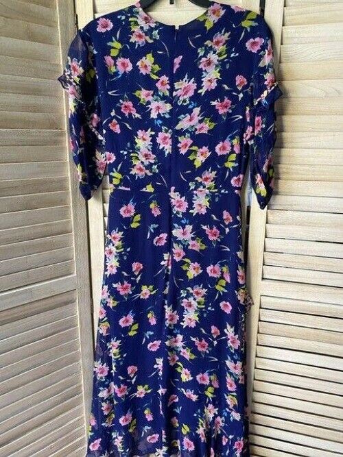 nicole miller blue pink floral msrp long casual maxi dress
