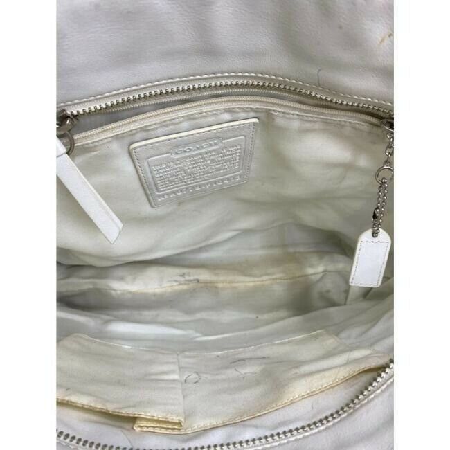 COACH XL White Leather Shopping Tote Bag