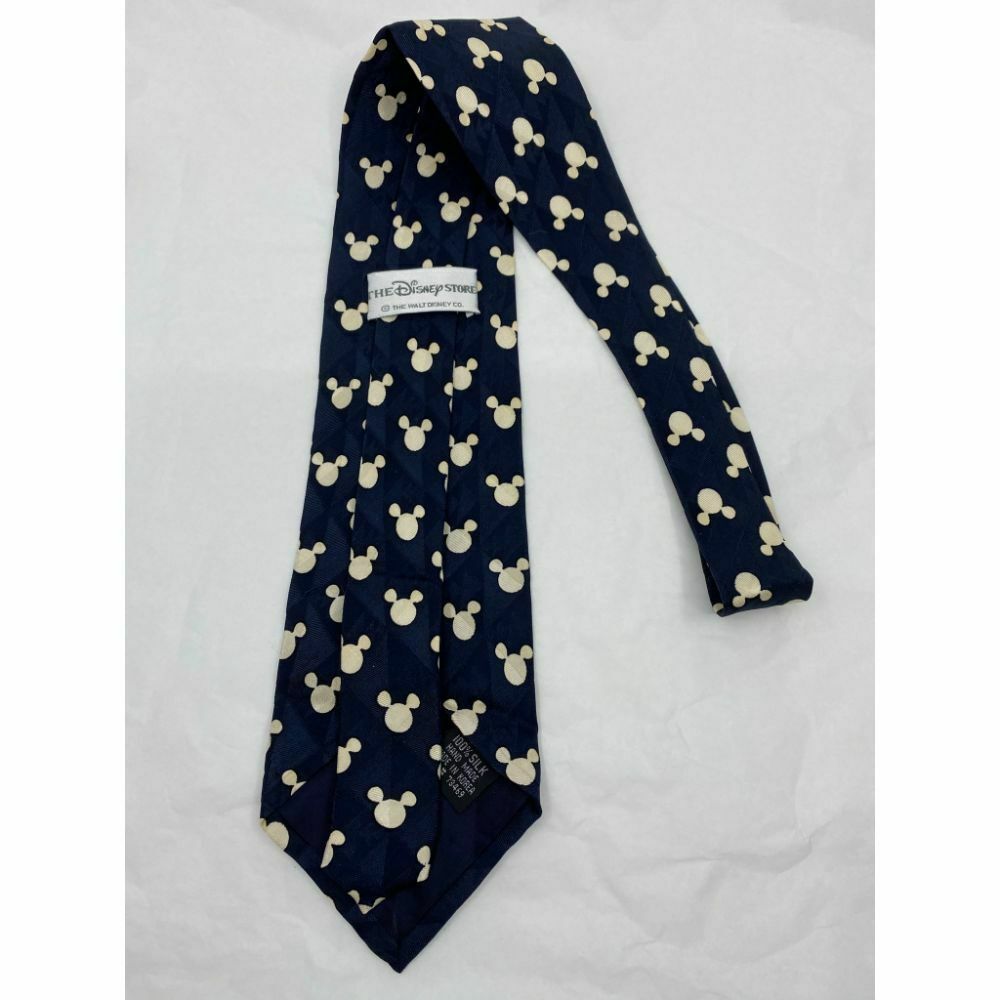 New! MICKEY MOUSE Disney Neck Tie Blue Cream 100% Silk Handmade