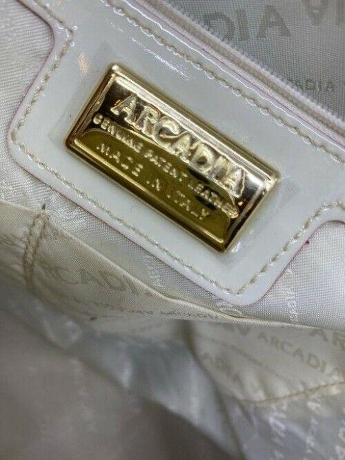 arcadia large handbag w strap white patent leather cross body bag