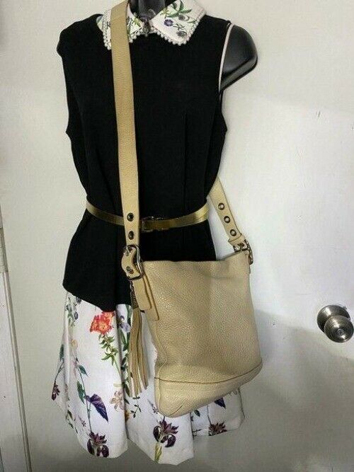 coach beige leather cross body bag