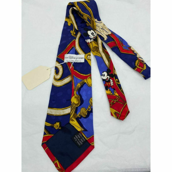 MICKEY MOUSE Disney Neck Tie Blue Red Orange Hand Made 100% Silk