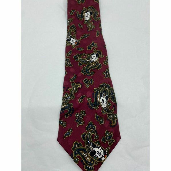 MICKEY MOUSE Disney Neck Tie Red Black Hand Made 100% Silk