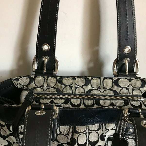 Coach Black Interwoven Fabric Tote Bag