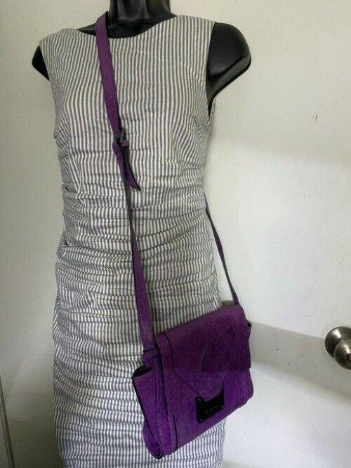 Nicole Miller Nwot Msrp Purple Leather Cross Body Bag