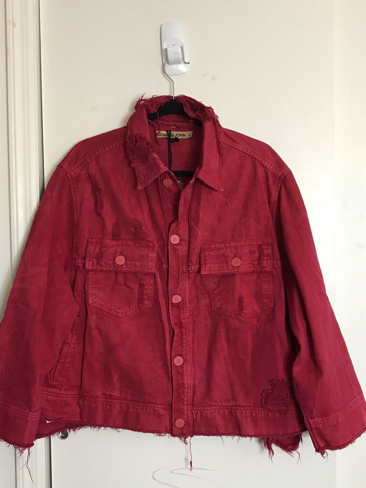 NWT! John John Lab Red Denim Jacket Small