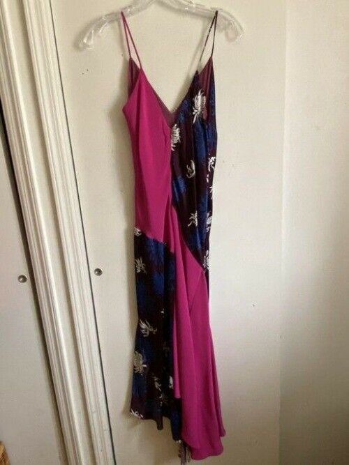 Cushnie Et Ochs Pink Brown Blue White Spaghetti Strap Silk Small Msrp