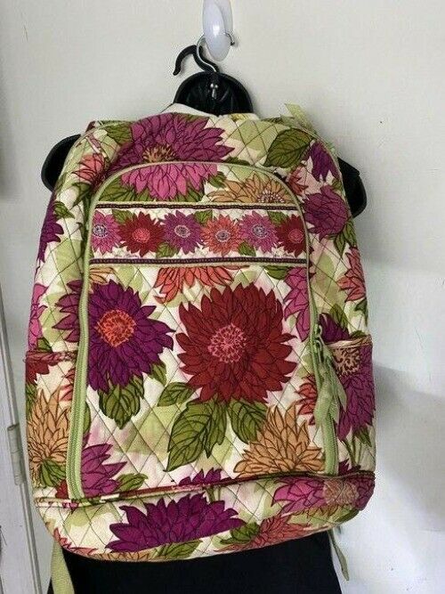 vera bradley quilted large purple green white backpack