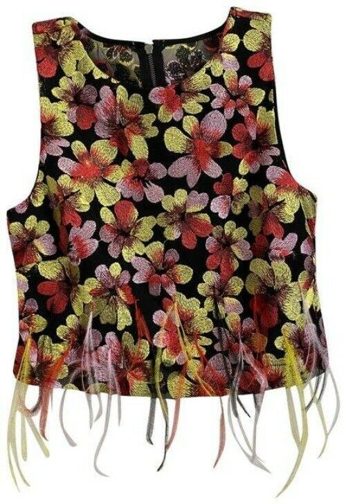nicole miller black yellow red new floral small tank topcami