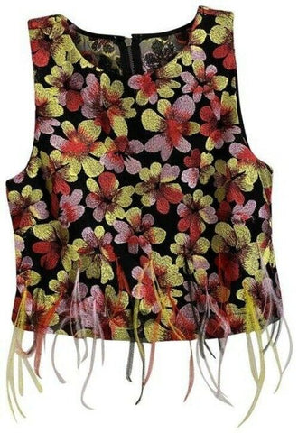 nicole miller black yellow red new floral small tank topcami