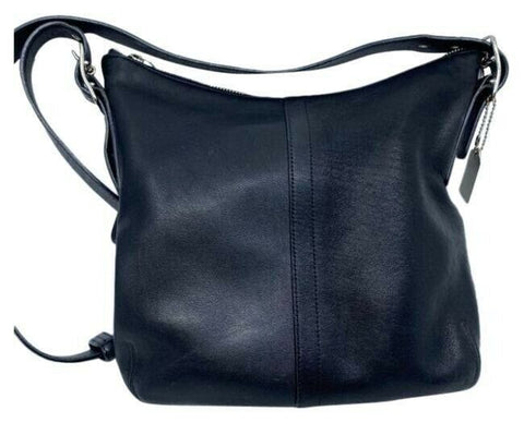 coach medium w adjustable strap black leather cross body bag