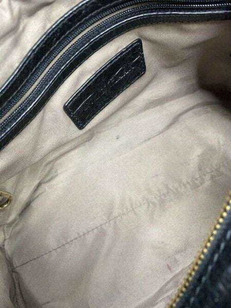 cole haan croc embossed handbag black leather tote